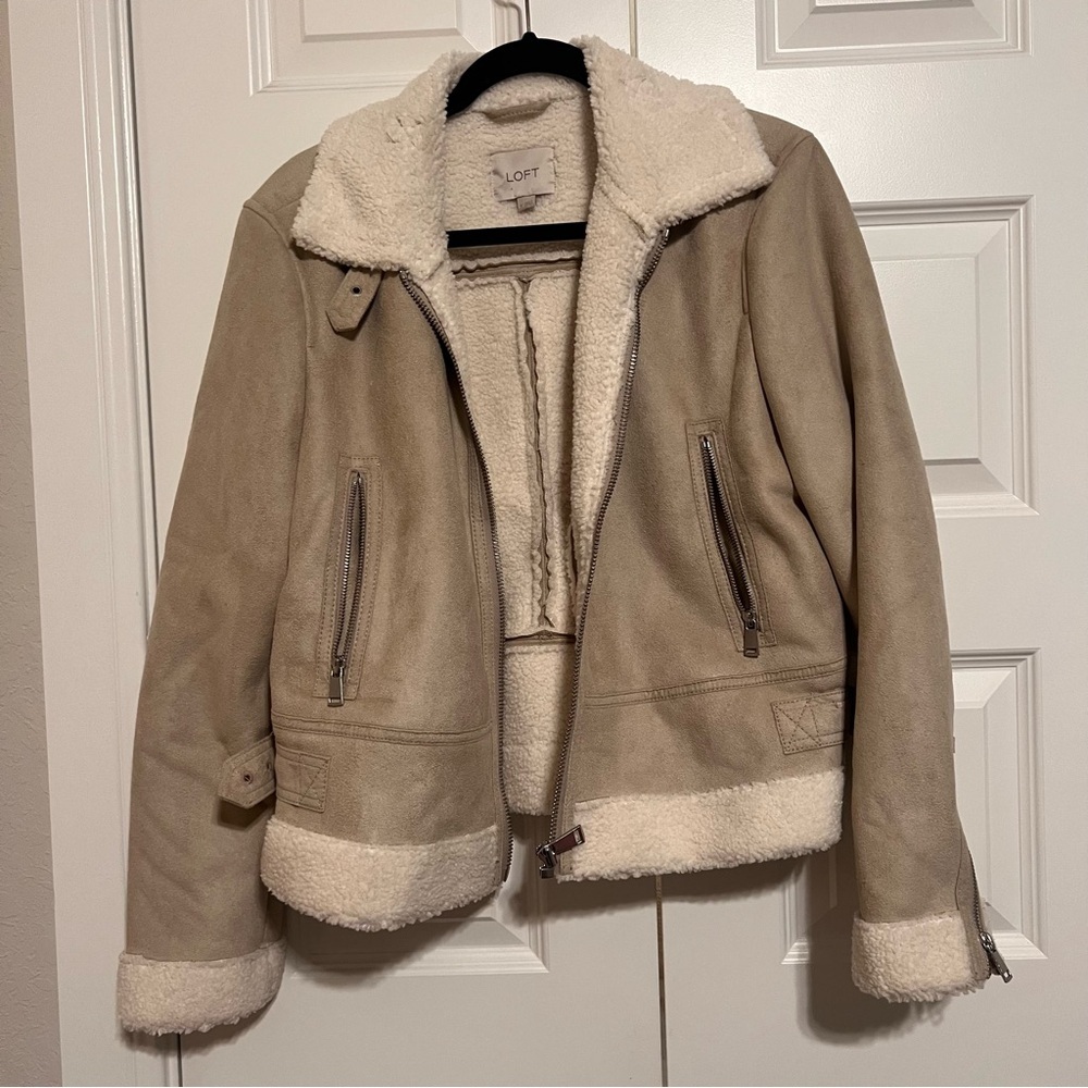 LOFT Cream and Tan Teddy Jacket